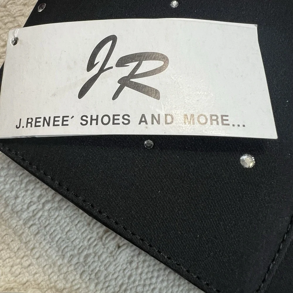 J Renee Handbag Crossbody Clutch Black Fabric clear, rhinestones, New w/ Tag‎